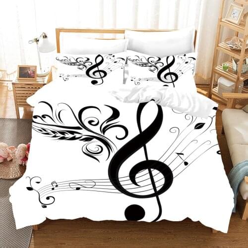Love Heart Music Note Bedding Set Butterfly Duvet Cover with Pillowcase Shame Twin Full Kids Comforter Cover Queen King Size