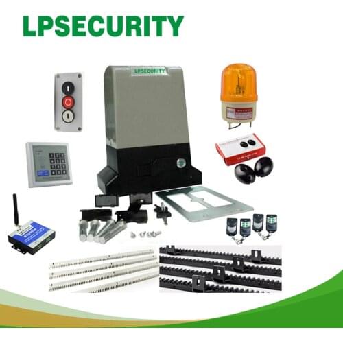 LPSECURITY 1200kg automatic electrical sliding gate opener motor engine 5m racks gsm gate opener lamp button sensor