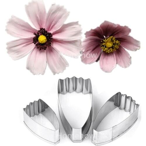 Newest 3PCS/Set Autumn Flower Cake Cutter Sets DIY Household DIY Baking Stainless Steel Flower Cake Decorations Tools Free Ship