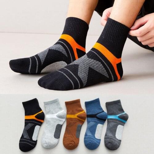 5 Pairs New Arrival Mens Compression Deodorant Socks Men Cotton Black Ankle Socks Sweat Absorbent Sports Man basketball Socks