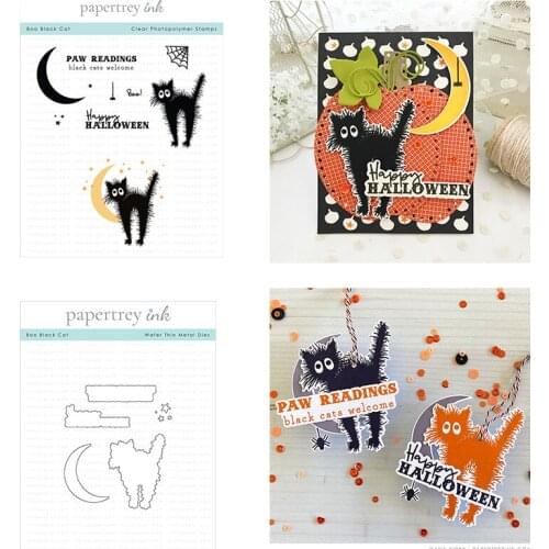 New 2021 Boo Black Cat Cutting Dies and Stamps for Scrapbooking Album Paper Cards Decorative Crafts Embossing Folder Card Stamp