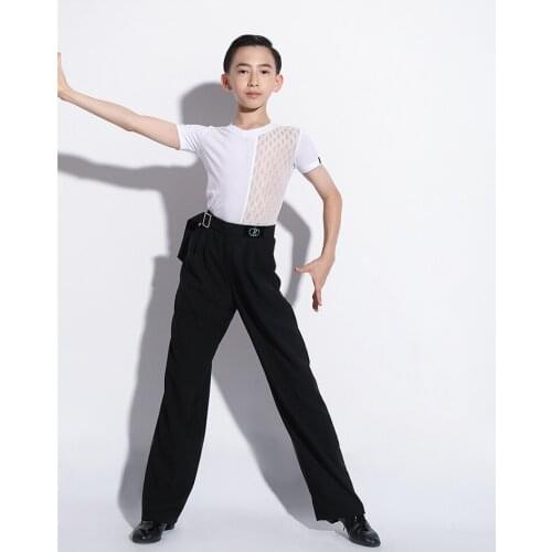New Kids Dance Short Sleeves Top and Trousers Male Latin Shirt Trousers Set for Dance Stage Performance Ballroom Dancewear