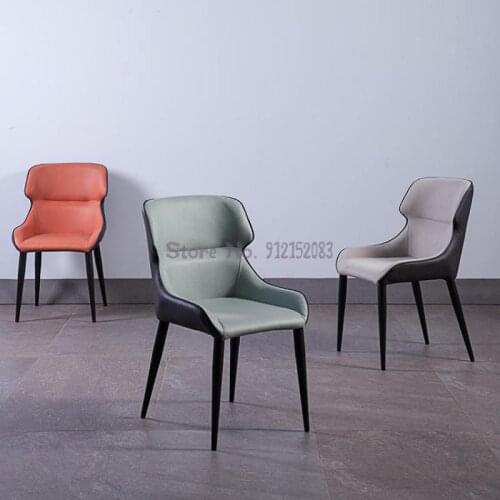 Dining Chair Home Modern Simple Leisure Negotiation Chair Nordic Leather Art Makeup Chair Italian Restaurant Light Luxury Back