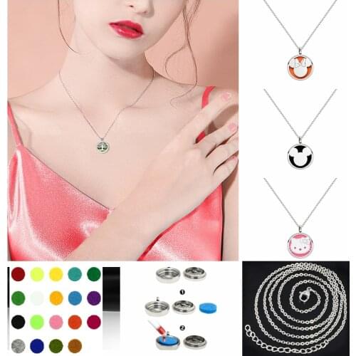 Stainless Steel Necklace Diffuser Locket Pendant With Chain 12mm Essential Oil Aroma Free 10pads Gift For Women Kids Wholesales