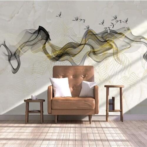 Custom 3D photo wallpaper marble pattern abstract gold line ink landscape background wall painting decorative mural wallpaper