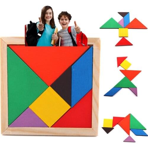 HOT Children Mental Intelligence Development Tangram Geometric Wooden Toy Classic Jigsaw Puzzle Kids Preschool Educational Toys