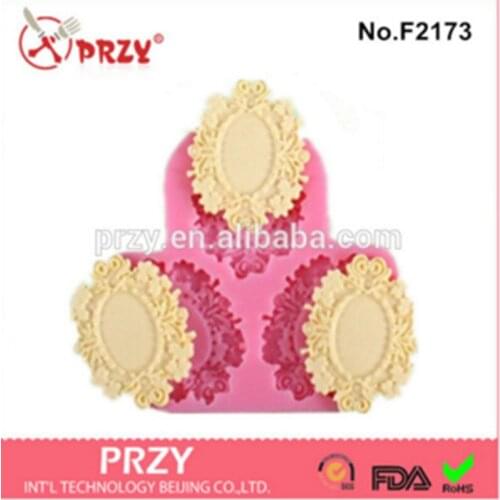 PRZY 3 Hole Decorating Frame Fondant Cake Tools Silicone Mold for Cake Decorations Lace Mold Silica Gel Moulds Silicone Rubber