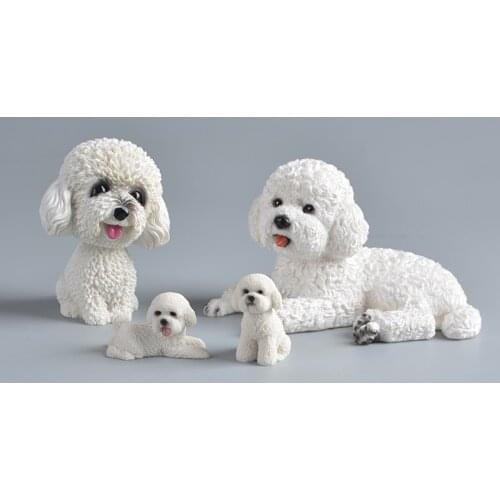 Koteta Cute Simulation Teddy Dog Animal Resin Action Figure Home Office Desktop Decoration Kids Birthday Christmas Gift Doll