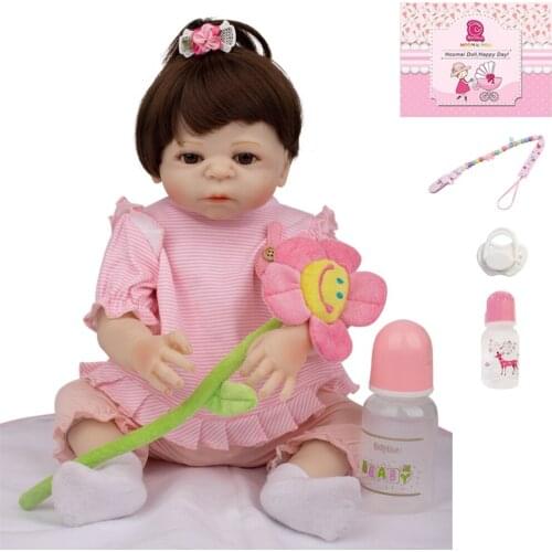 48CM Fashion Bebe Reborn Baby Doll 18 Inch Silicone Full Body Realistic Princess Girl Doll With Toy For Kid Birthday Xmas Gifts