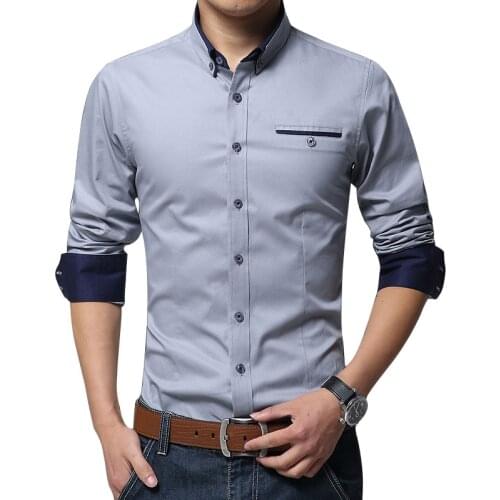 New Arrival Men Casual Business Shirt Long Sleeve Korean Style Solid Color Cotton Mens Shirt Turn Down Collar Shirt for Men