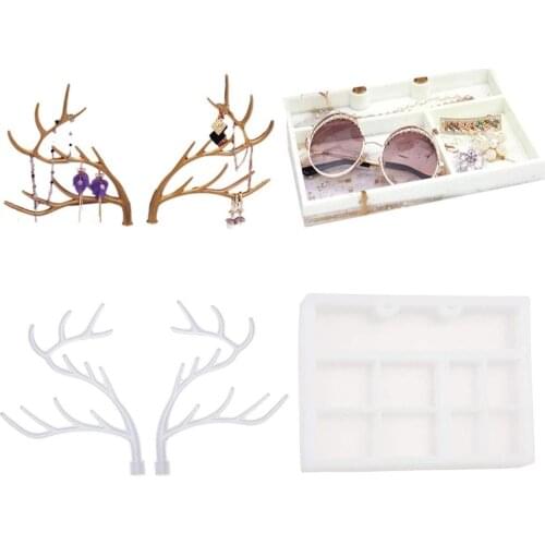 Antlers Shaped Silicone Molds DIY Deer Antler Silicone Mold Crystal Epoxy Ornament Molds for Making Makeup Tray DIY Crafts
