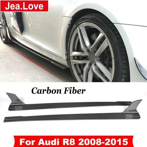 ML Style Real Carbon Fiber Side Skirts Extension Lip Bumper For Audi R8 2008-2015 Car Body Styling