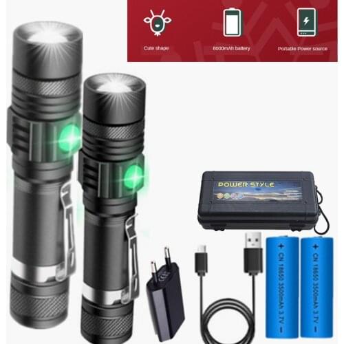 Super Bright T6 LED Flashlight 12000LM USB Rechargeable 3 Modes Lantern Zoomable Torch Lamp Focus Pocket Clip 18650 Camping