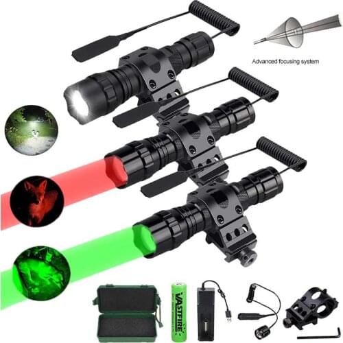 1000LM Zoomable LED Tactical Flashlight Torch Hunting Lamp Adjustable flash light+Rifle Scope Mount+Switch+18650+Charger+Case