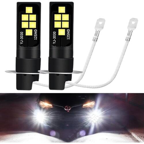 2pcs 6000K White H3 H13030 12LEDs Replacement Bulbs For Car Fog Lights, Day Driving Running Lights Lamps Low beam lights Amber