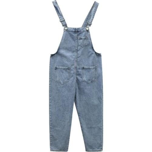 Womens Jumpsuits Wide Leg Casual Denim Overalls Autumn Rompers Women Jeans Jumpsuit Large Size 2021 Loose Casual Denim Rompers