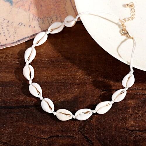 Boho Shells Neckalce Women Summer Beach Conch Shell Choker White Rope Collar Chain Natural Seashell Necklaces Jewelry