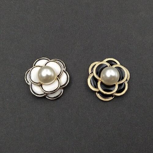 10 PCS 23x24mm Metal Alloy Drops Glaze Enamel Imitation Pearl Flowers DIY Hand Made Accessories For Jewelry Making