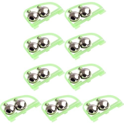 10pcs Fluorescent Fishing Bite Rod Pole Tip Clip Twin Bell Alarm Alert Ring Glow Outdoor Night In The Dark Fishing Tackle