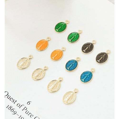 10pcs Copper-clad gold retro oval Jesus Earrings for Women pendant diy handmade jewelry necklace bracelet material accessories