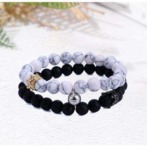 2021 Fashion Natural Stone Beads Yoga Bracelet For Lovers Distance Magnet Couple Bracelets Friendship Jewelry