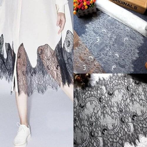 3m/pack Free Shipping Width 40cm White Black DIY Exquisite Classic Eyelash Lace Decoration Embroidery Lace Fabric