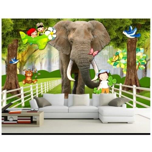 Custom 3D wall murals wallpaper 3D cartoon wallpaper 3D elephant mural cartoon children background wall murals home decoration