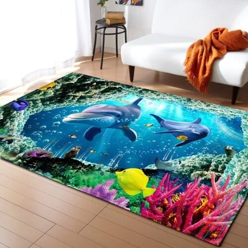 3D Tropical Seaweed Fish cartoon Printed Carpet Bedroom Living Room Coffee Table Bathroom Mat and rug doormat home decor