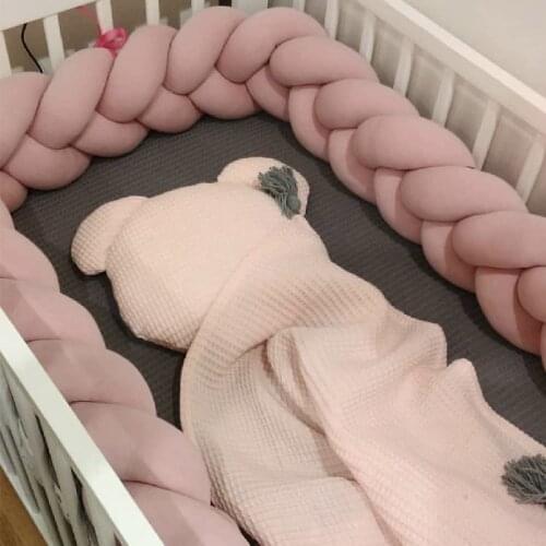 4M Baby Bed Bumper On the Crib Bedding Set for Newborn Baby Cot Protector Knot Braid Pillow Cushion Crib Anti-collision Bumper