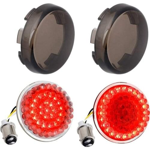 4PCS Smoked Turn Signals 2 Inch Rear Brake Running Light Motorcycle 1157 Insert Kit for Softail Dyna Sportster