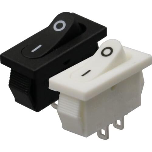 5Pcs MR-2B Black/White 2Pin ON-OFF 2Position Maintianed Flat Small Rocker Switch SPST