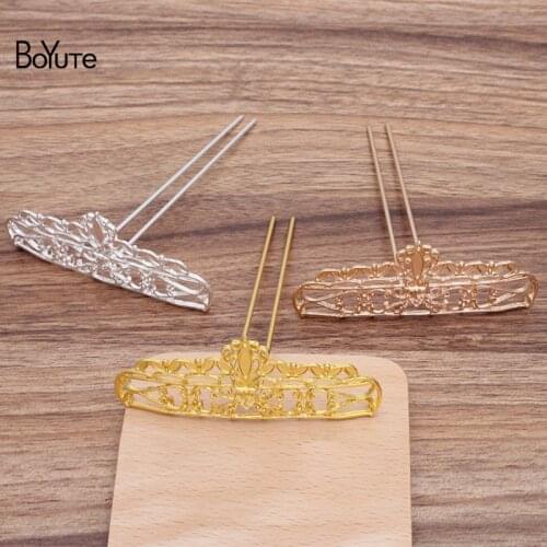 BoYuTe (2 Pieces/Lot) 36*94MM Metal Alloy Flower Hair Fork Retro Style Women Hair Jewelry Accessories