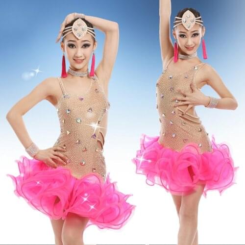 Children Girl Kids Latin Dance Dresses Salsa Cha Cha Rumba Ballroom Dancewear Competition Dresses Tango Clothes for Girls
