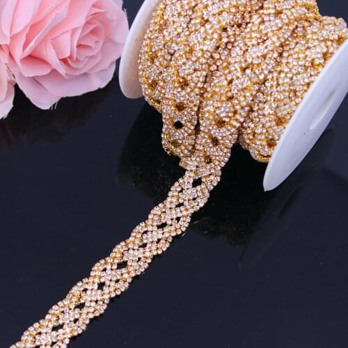 1 Yard Gold Elegant Cup Chain Trim for Wedding Dress Belt Collar Dress Applique Shoes Garmtent Sewn on Jewelry