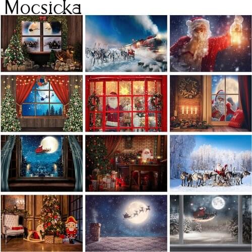 Santa Claus Christmas Backdrop for Photography Winter Xmas Window Dream Wonderland Background Snow Portrait Photo Studio Props