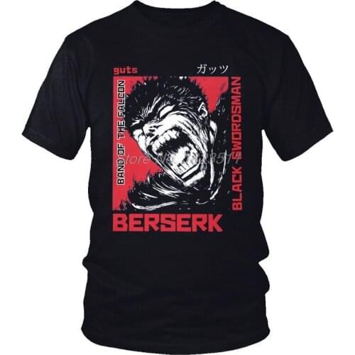 Tvoe Furious Gattsu Berserk T Shirts Men Short Sleeve Cotton T-shirts Byronic Hero Guts Tee Tops Graphic Tshirt Gift