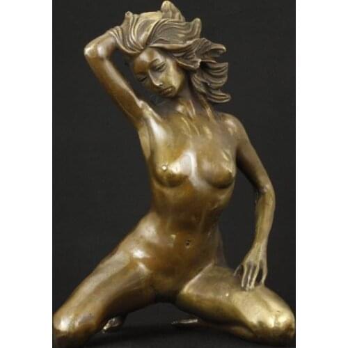 Chinese Old Vintage Nice Big Bronze Collectable Handwork Casting Belle Ornament Statue Figure decoration bronze factory outlets