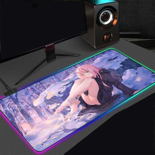 Anime Darling In The Franxx Mousepad Rgb Sexy Kawaii Girl Anime Laptop PC Gaming Accessories LED Gamer Keyboard Mat Gaming Desk