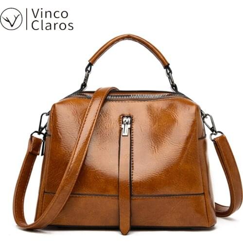 Fashion Retro Oil Leather Handbag High Quality Shoulder Cross Body Bags Women Purses and Handbags Luxury Designer Vintage Bolso