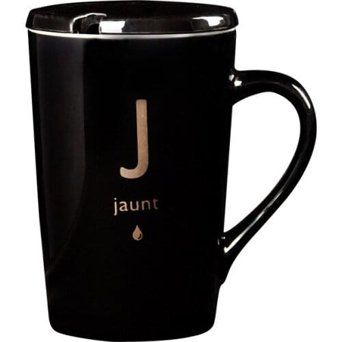 400Ml Creative Letter Nordic Mug Female Spoon Ceramic Drinking Cup Student Couple Coffee Cup Office Home