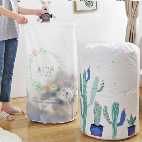 Cute foldable Storage Bag Beam port Transparent Bag Large Closet Organizer Baby Toy Organizer Wardrobe Moistureproof Quilt Bags