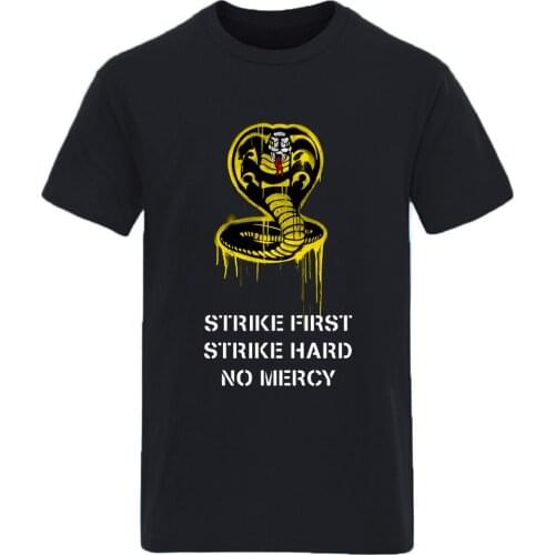 Cobra Kai Print Cotton Short Sleeve Mens T-shirts Fashion Streetwear Tops Casual Retro Clothing Outdoor Plus Size Ropa De Hombre