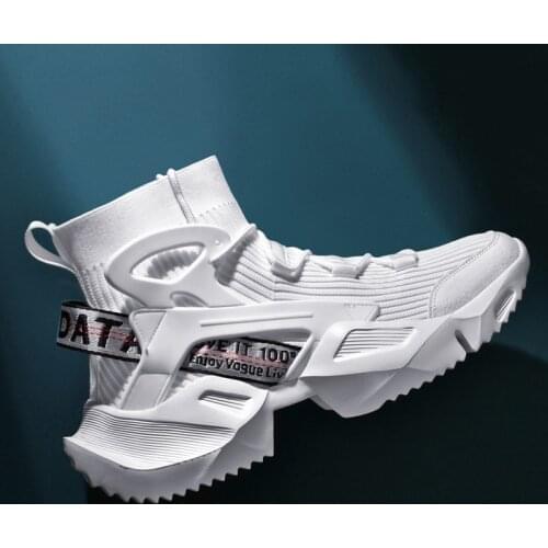 Mens socks shoes sneakers outdoor running sports breathable leisure elastic mesh summer light large size flying shoes new 2021