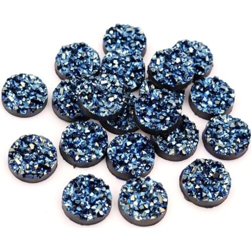 New Fashion 40pcs 8mm 10mm 12mm Purple blue Colors Natural ore Style Flat back Resin Cabochons For Bracelet Earrings accessories