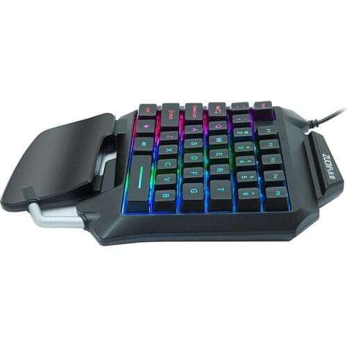 Single Hand Membrane Keyboard Mini 35 Keys Mini RGB Backlight Gaming Keyboard USB Wired for PC Gamer