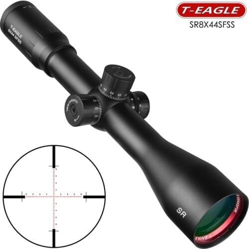 T-Eagle SR 8X44 SFSS Optics Sights Illuminated Red Glass Etched Reticle with Windage Lock Reset Rifle Scope Tactical Riflescope