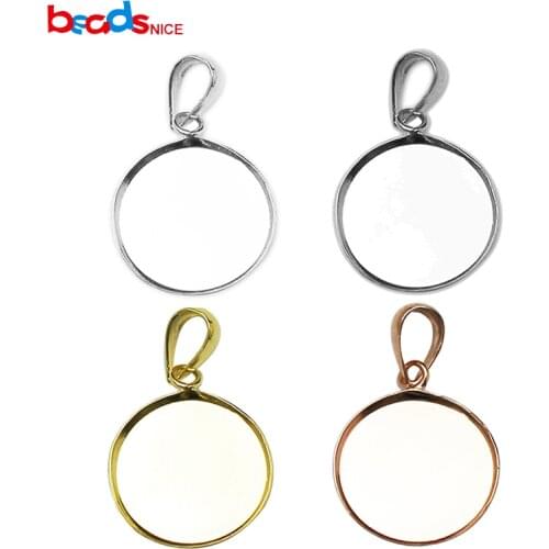 Beadsnice pure 925 sterling silver pendant tray round bezel pendant blanks diy sterling silver jewelry wholesale ID27603
