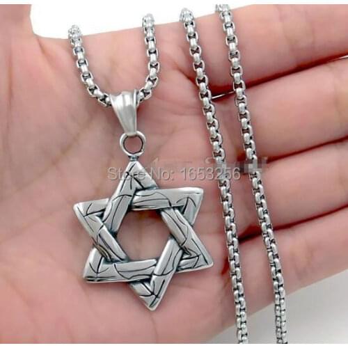 The star of David Stainless Steel Casting Pendant Necklaces Rolo Chain 3mm 24