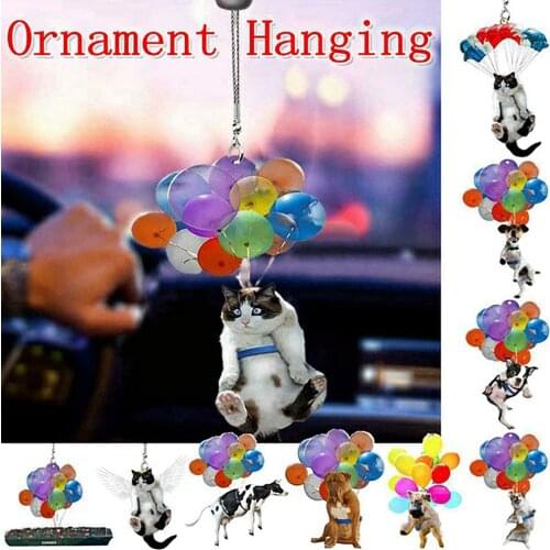 Dog Hanging Ornament With Colorful Balloon Car Hanging Ornament Car Interior Decor Lightweight Flying Dog Car Accessories