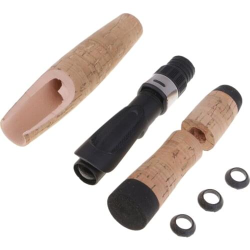 Cork Split Grip Baitcasting & Spinning Fishing Rod Handle Kit with Reel Seat Fishing Tools Replacement Tackles for Fisherman